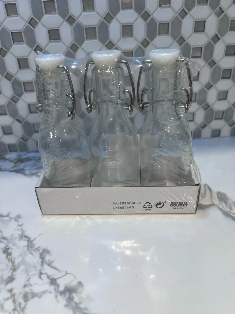 IKEA KORKEN Glass Bottles Swing Top Lid Set of 3 15 cl 5oz New